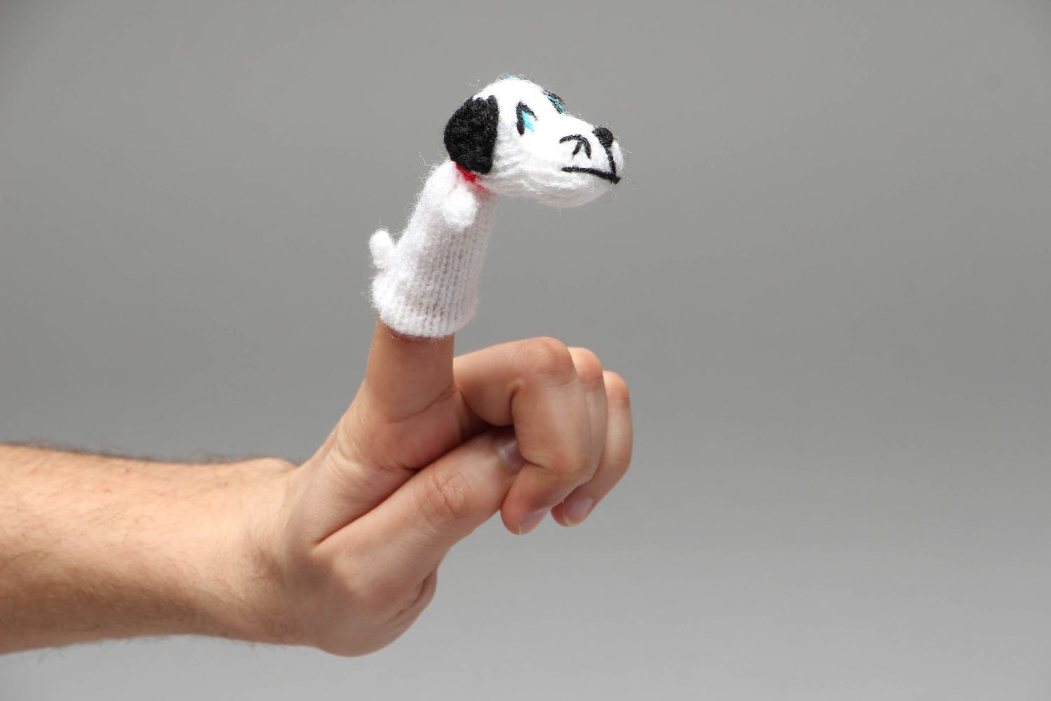 Marionnette à doigt au tricot faite main Chien photo 3