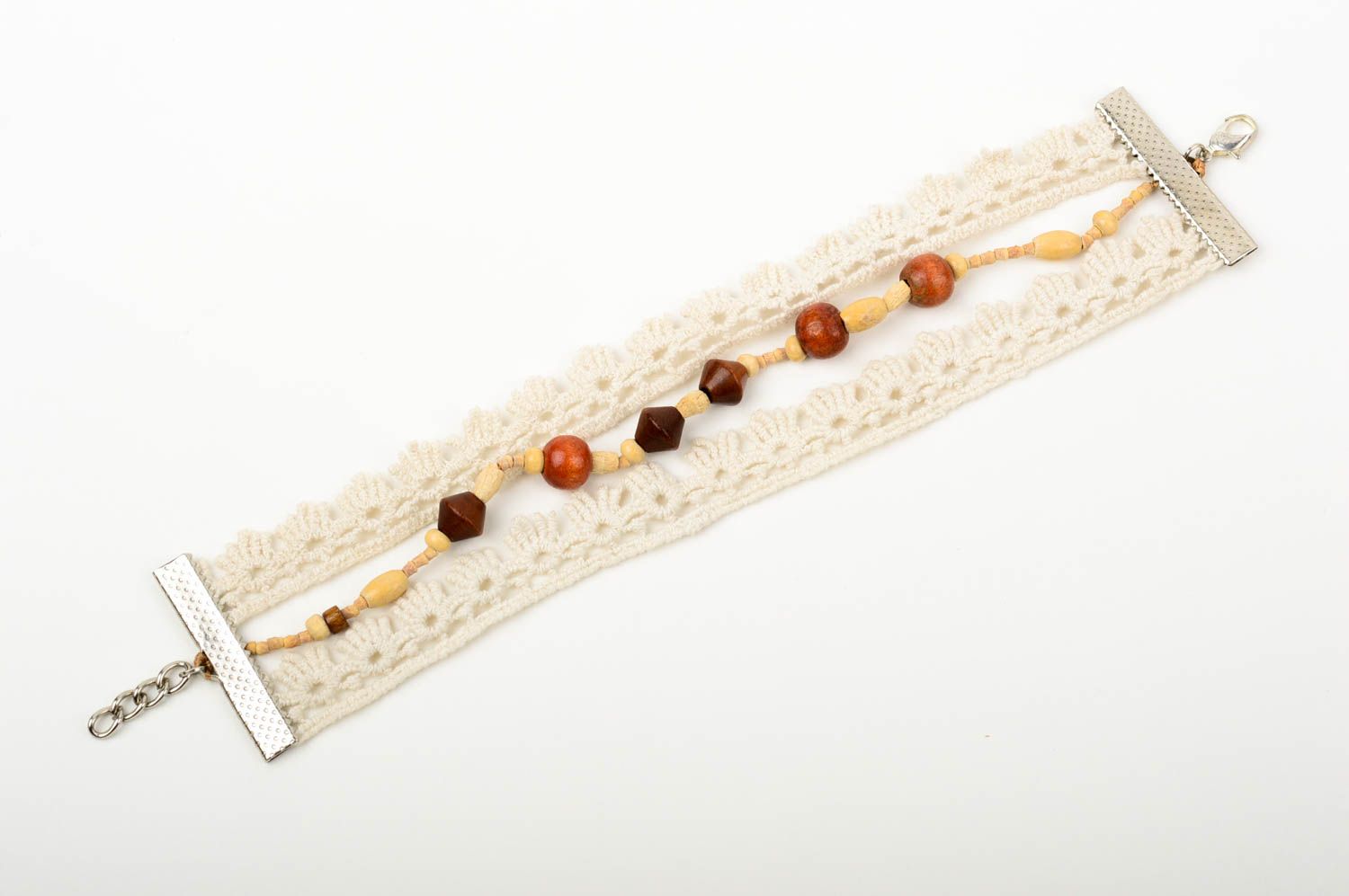 Модный браслет handmade элитная бижутерия женский браслет из кружева и дерева фото 4