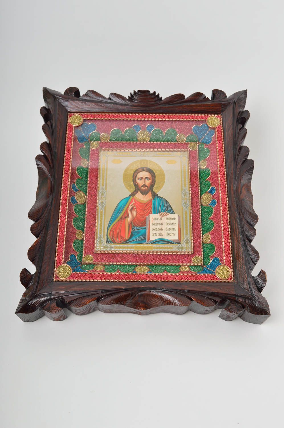 Икона ручной работы православная икона Иисуса Христа икона святого в раме фото 3