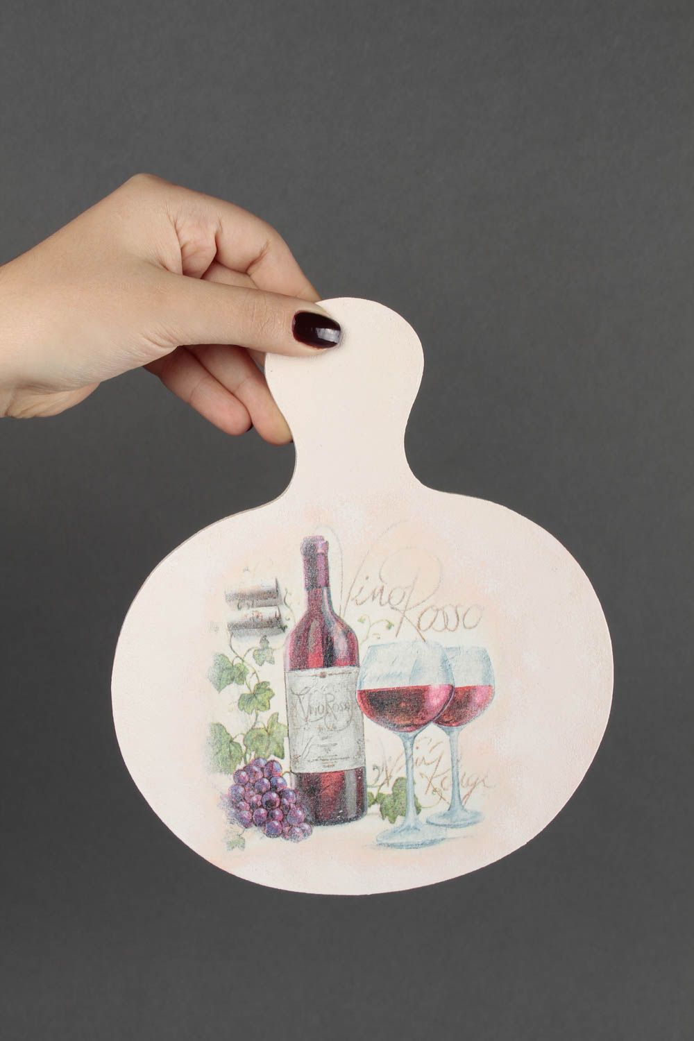 Tabla de cortar hecha a mano utensilio de cocina con vino regalo original foto 1
