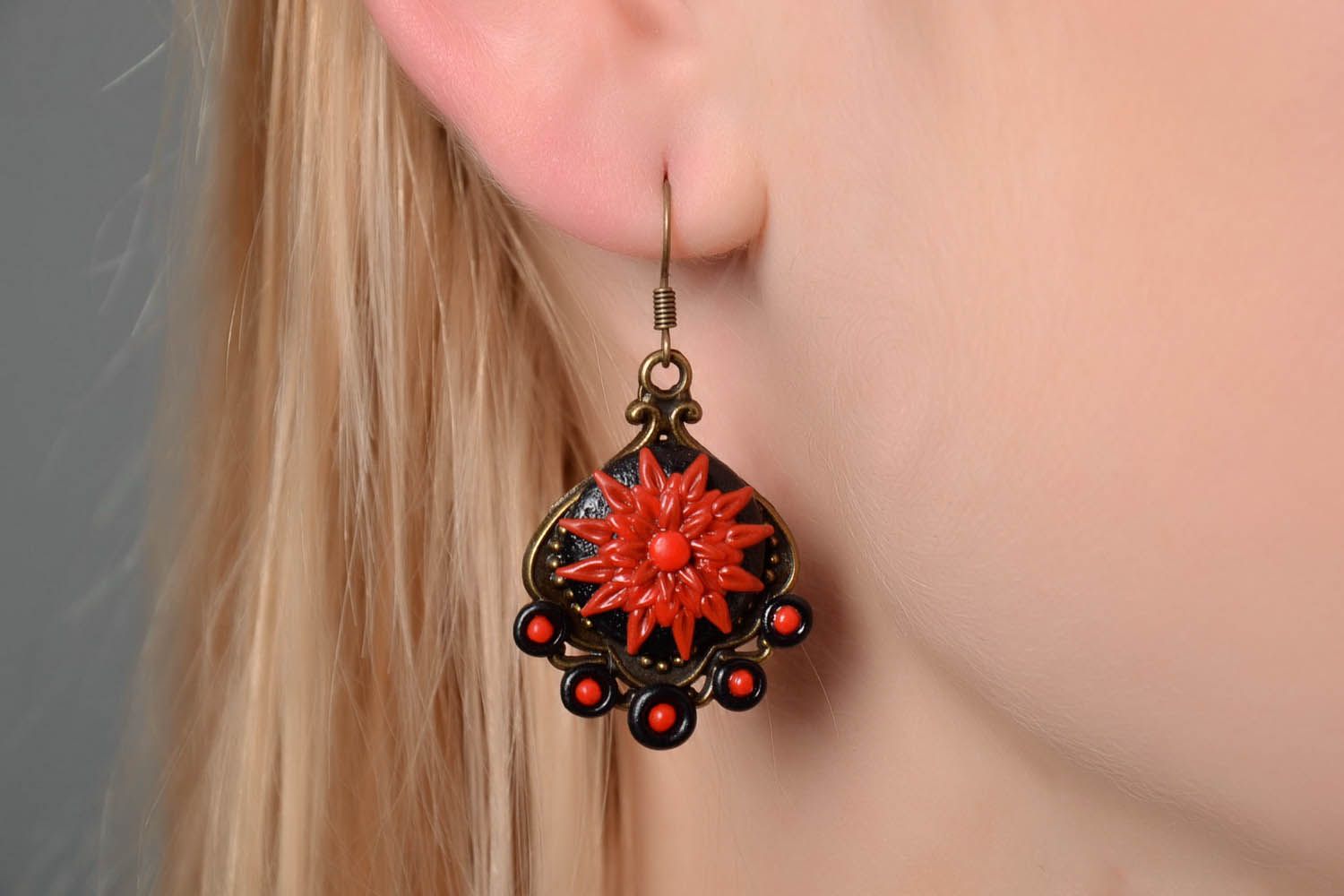 Earrings Made of Polymer Clay Using Filigree Technique  photo 3
