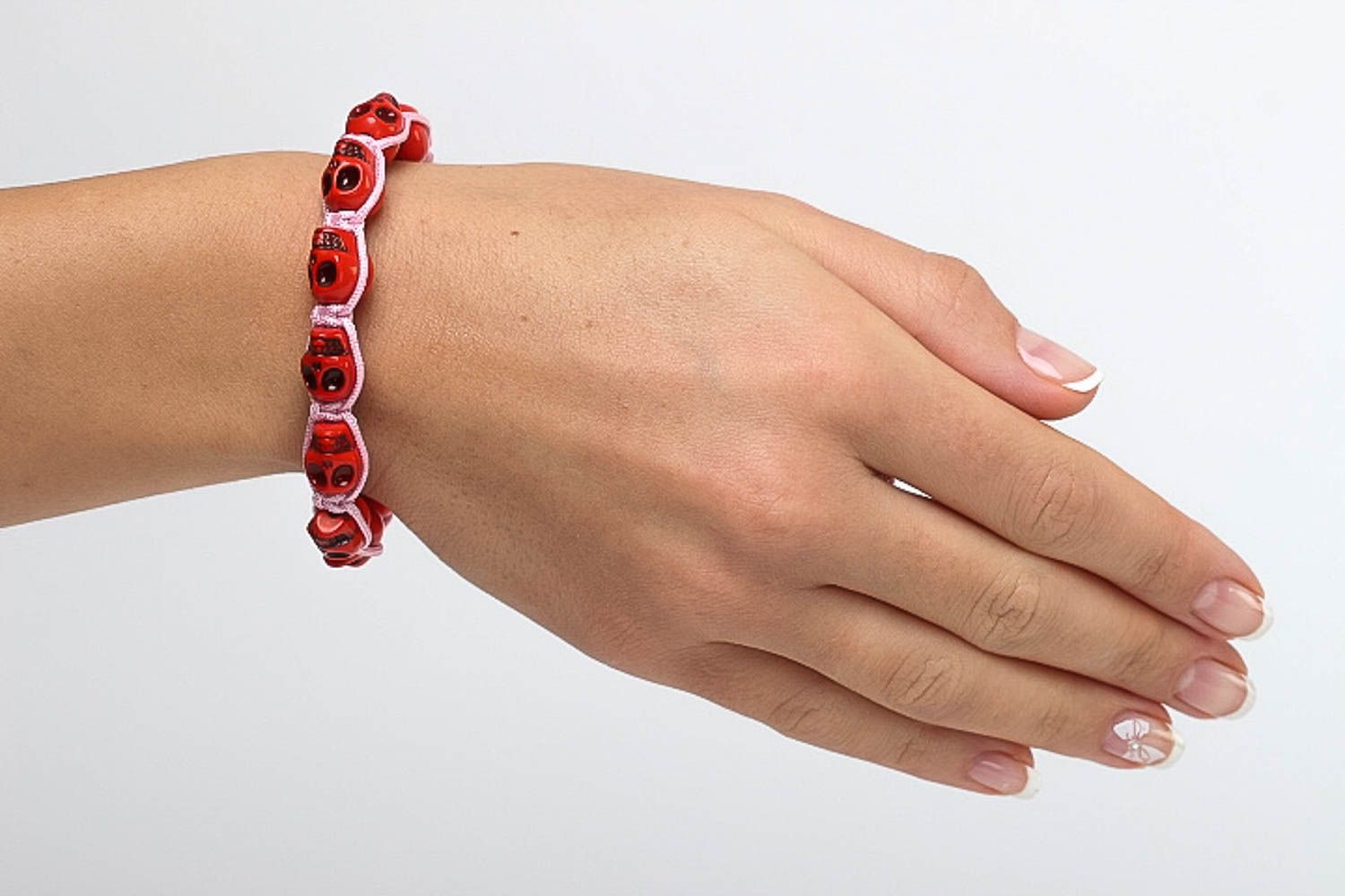 Schädel Perlen handgemachtes Damen Armband Ethno Schmuck Designer Accessoire  foto 5