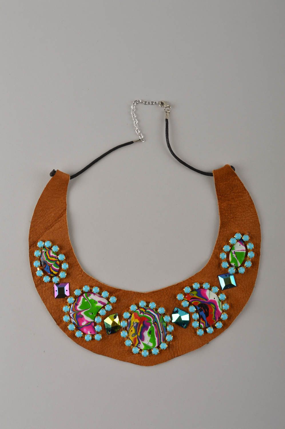 Brown leather accessory handmade stylish necklace female cute necklace photo 2