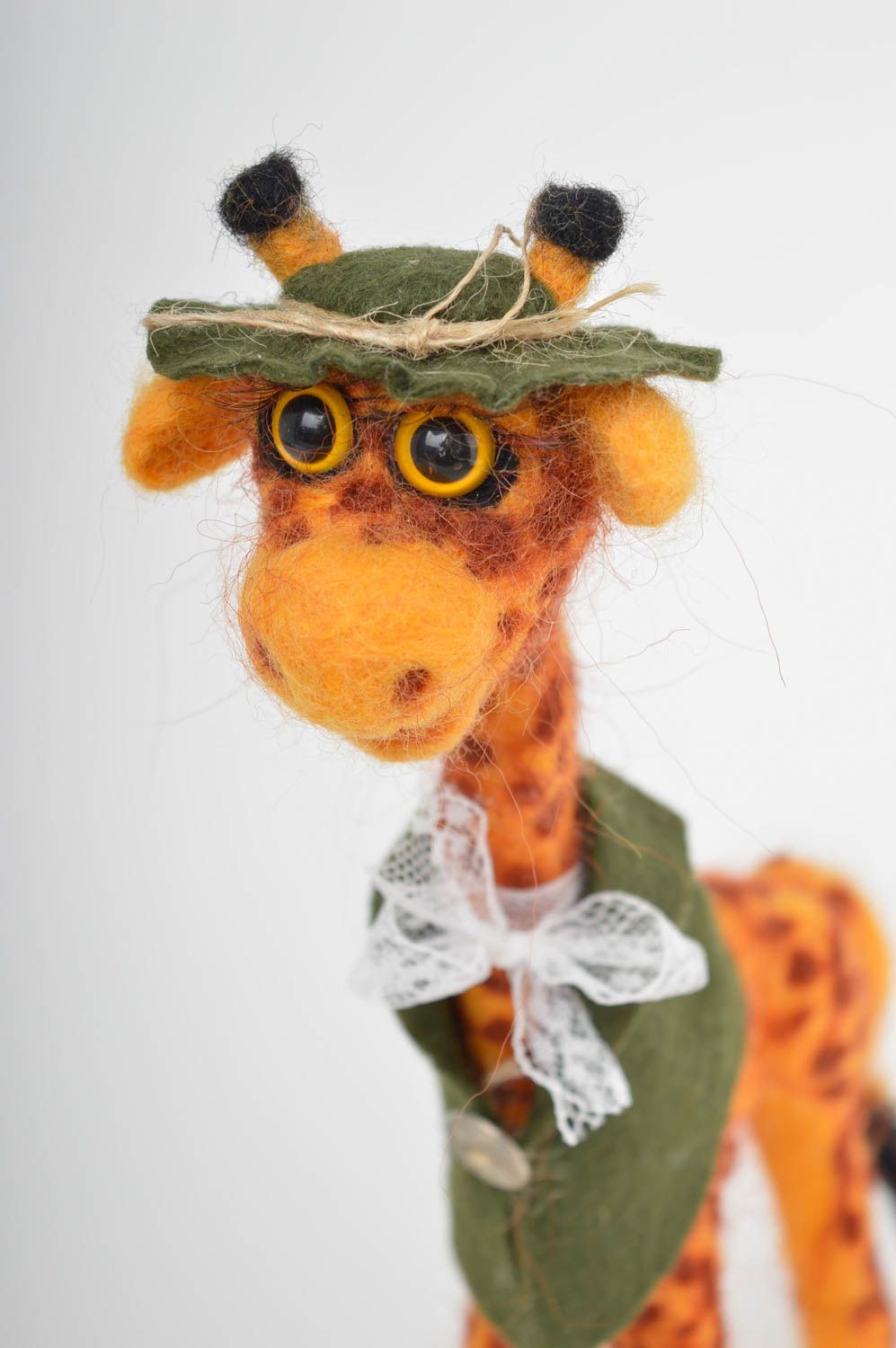 Handmade kleines Kuscheltier natürliches Spielzeug Designer Geschenk Giraffe foto 3