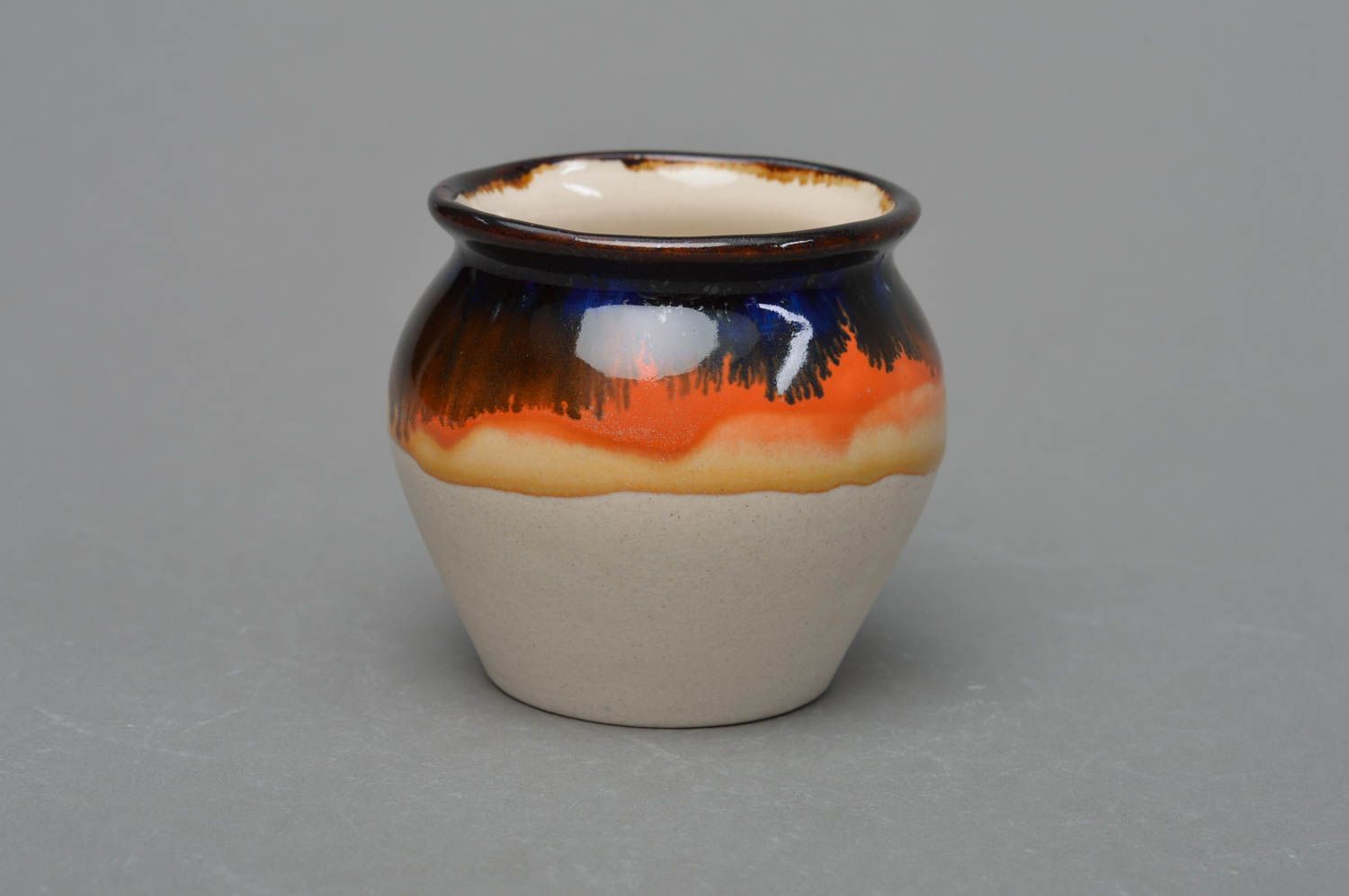 Porcelain pot with colored glaze painting for bulk products handmade home decor photo 1