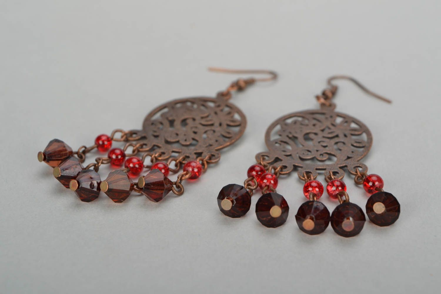 Copper earrings Ruby photo 5