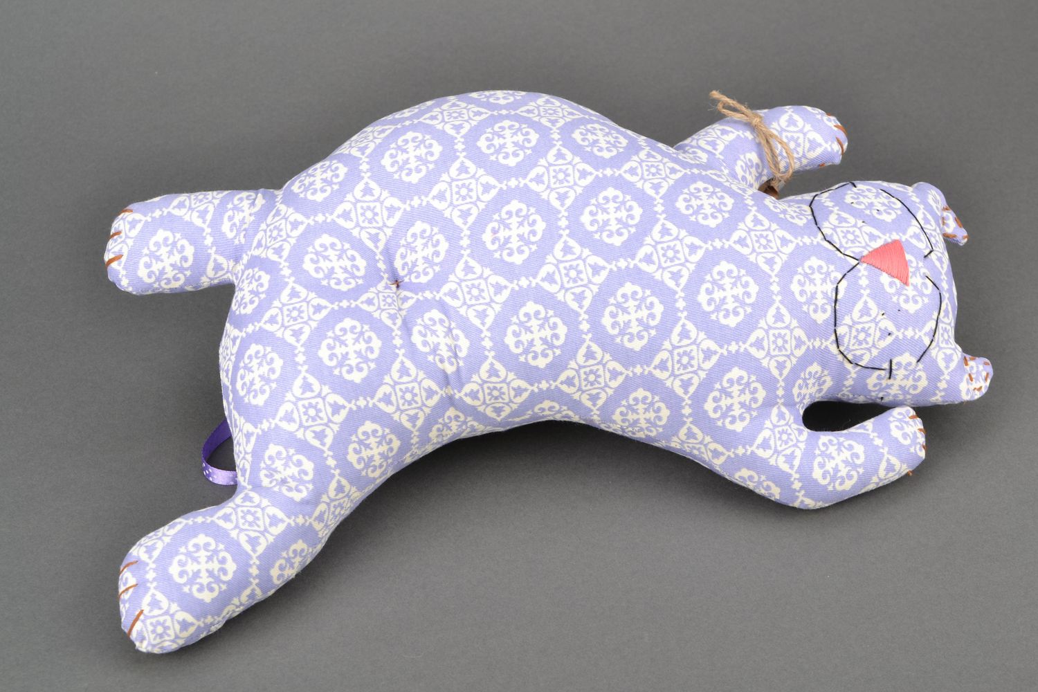 Игрушка подушка кот из ткани ручная работа  фото 3