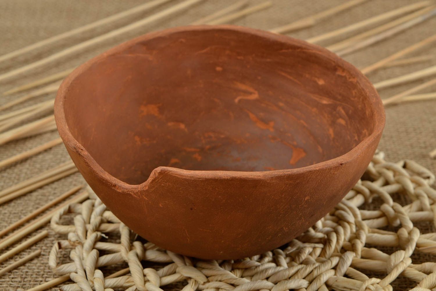 Bol en argile fait main Bol à soupe marron original Vaisselle artisanale photo 1
