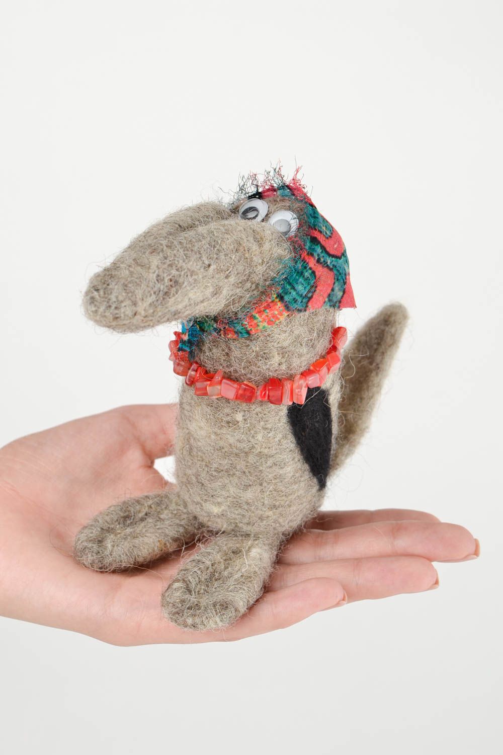 Juguete de fieltro seco muñeca artesanal de lana regalo para niño Corneja gris foto 2