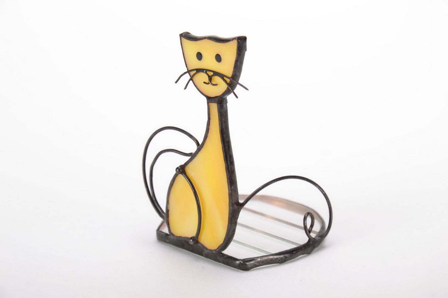 Stained glass candlestick Cat photo 4