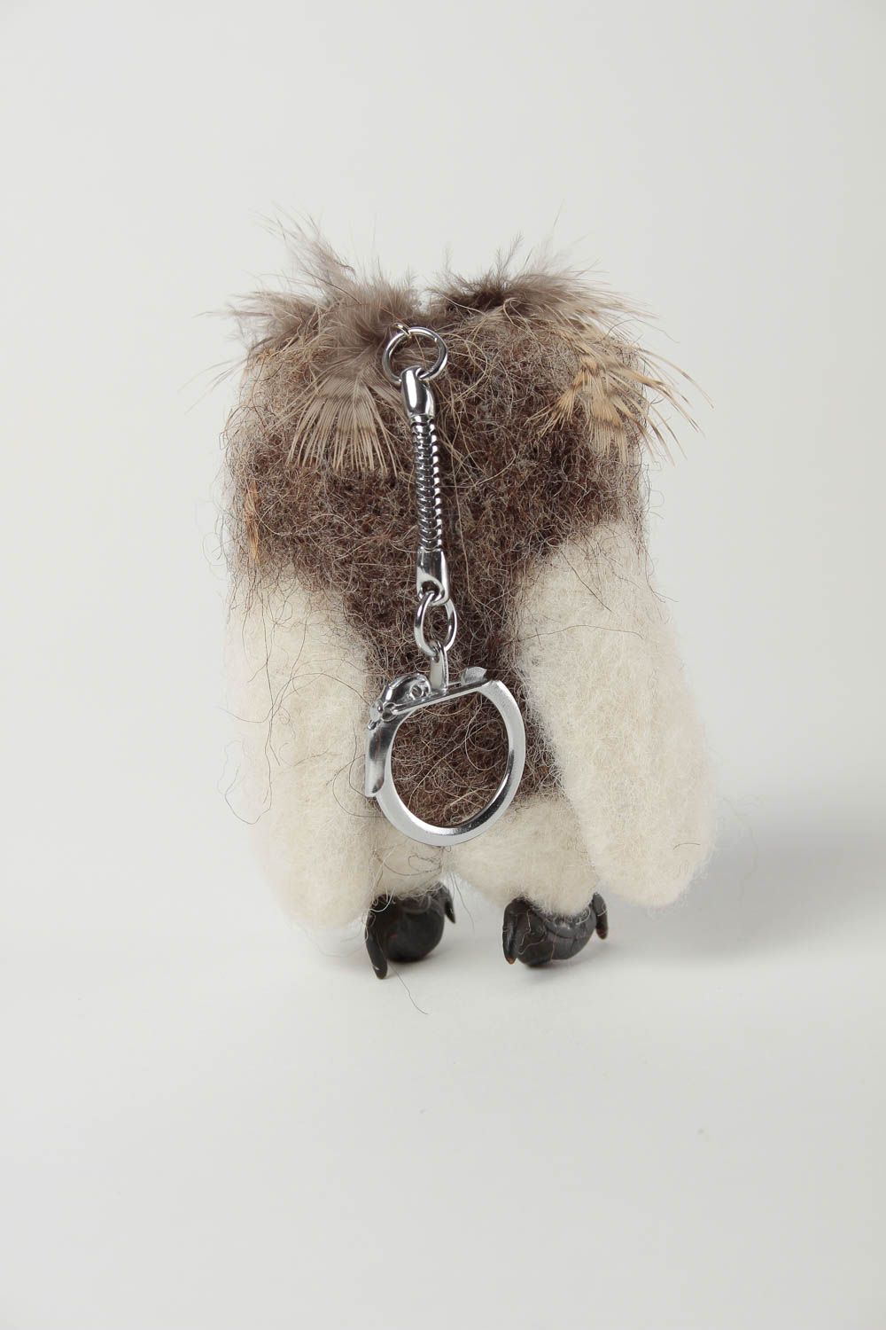 Porte-clé hibou fait main Porte-clefs original en laine feutrée Cadeau original photo 4