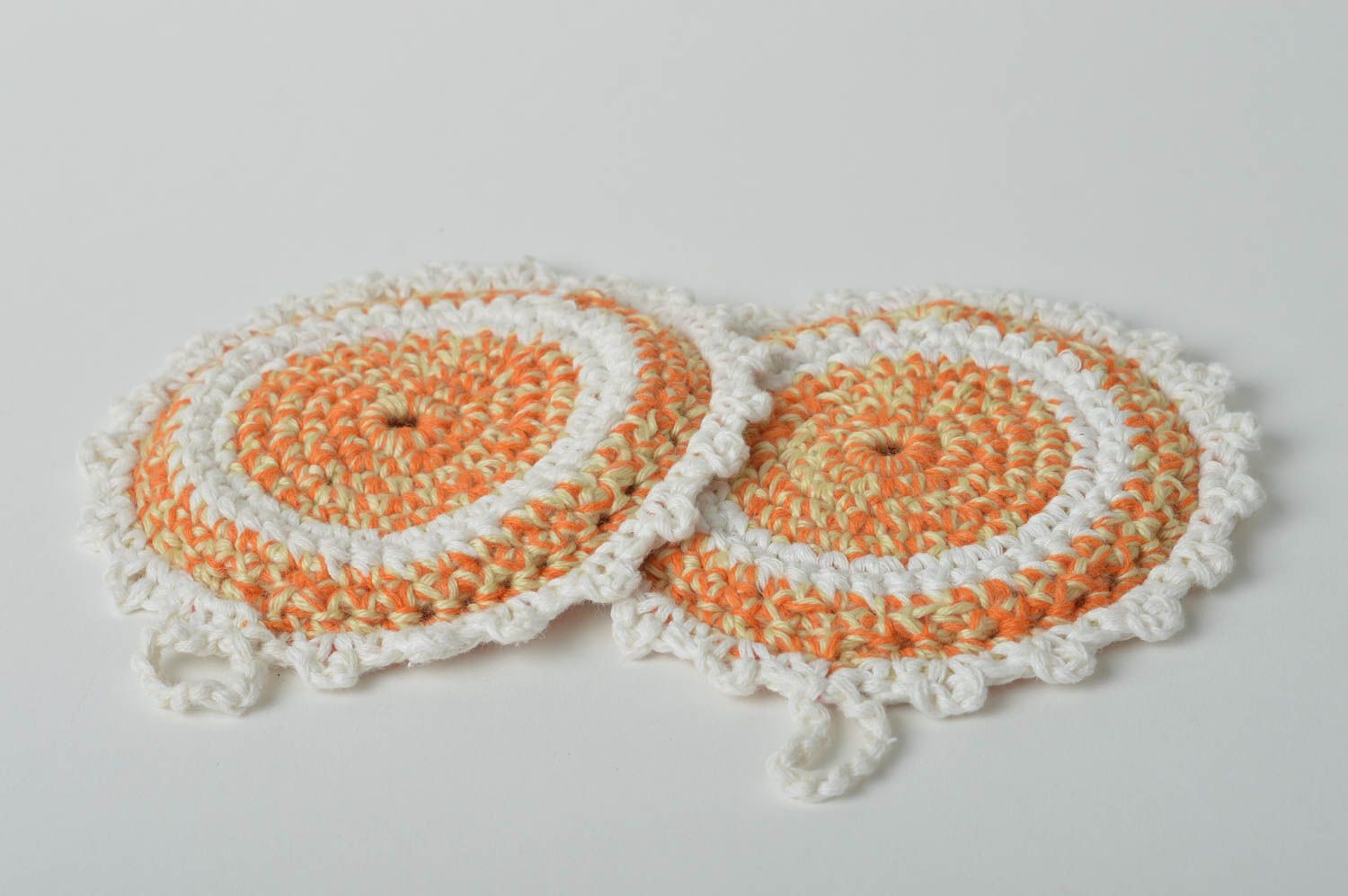 Manique originale fait main Textile de cuisine blanc-orange Accessoire cuisine photo 3