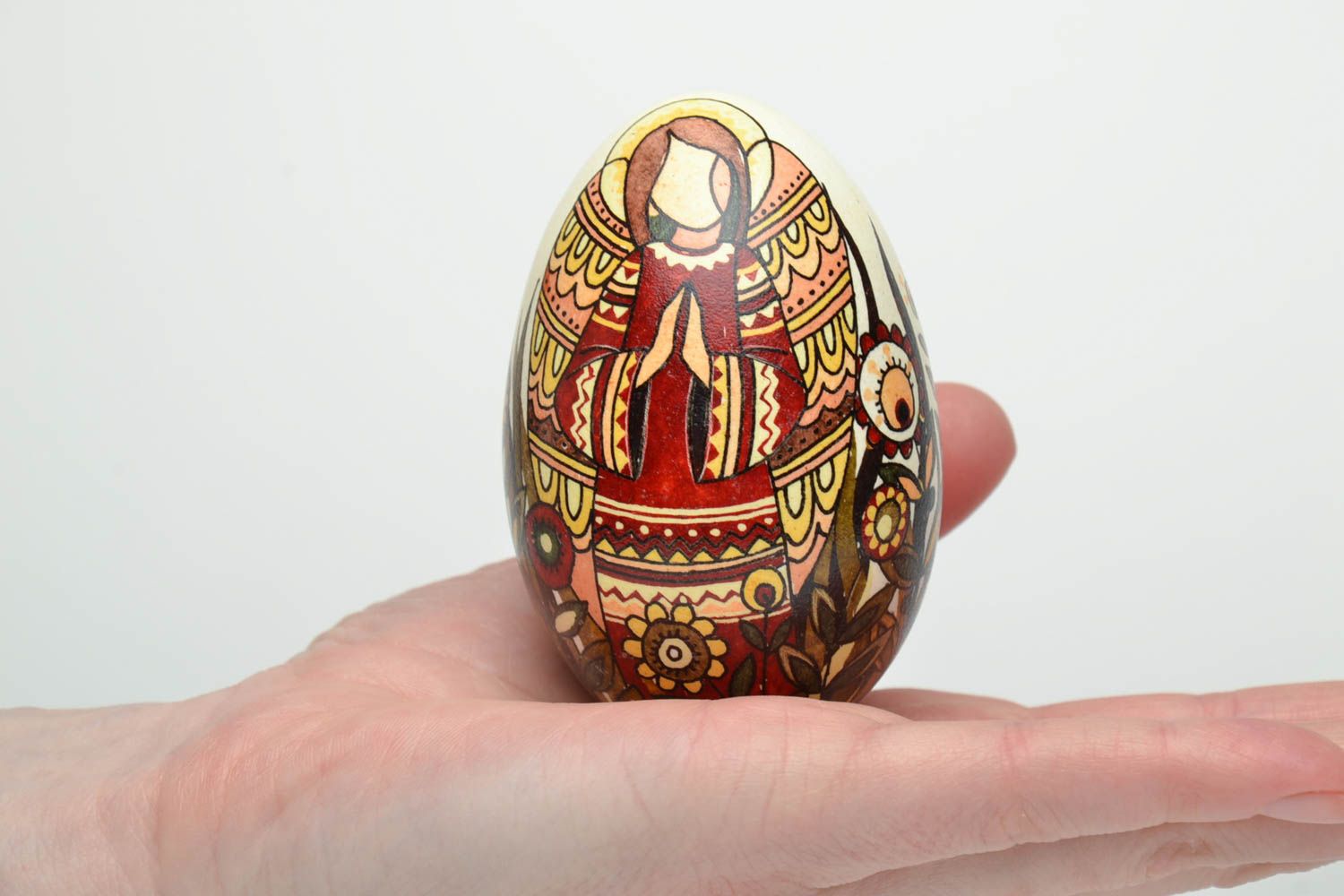 Easter egg designer goose pysanka made using wax technique photo 5