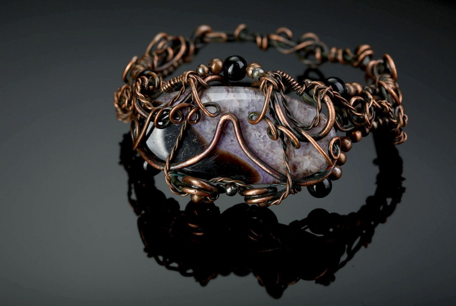 Copper bracelet with agate Diadem of Venus photo 4