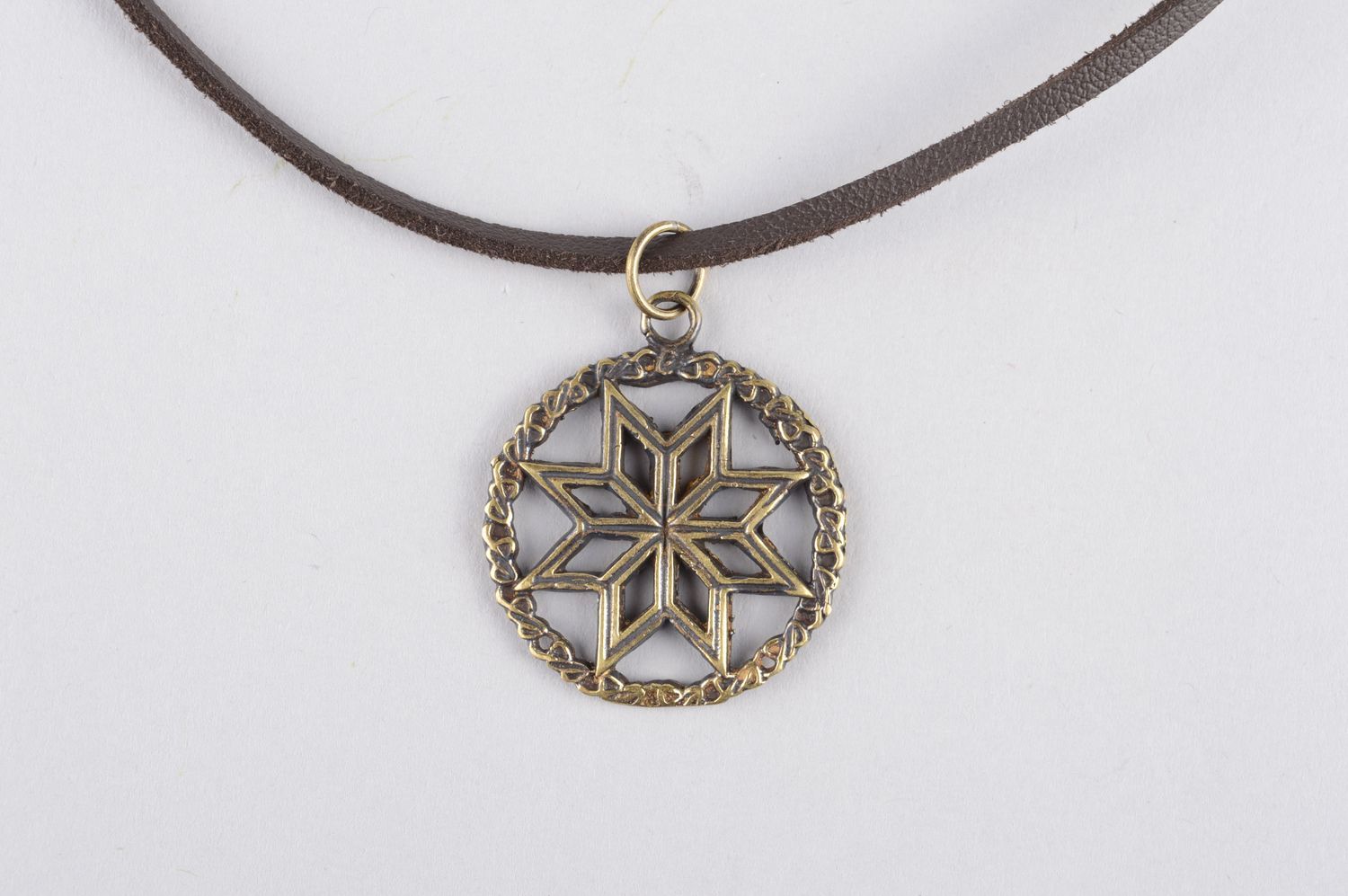 Bronze pendant handmade bronze jewelry metal pendant on cord elegant jewelry photo 5
