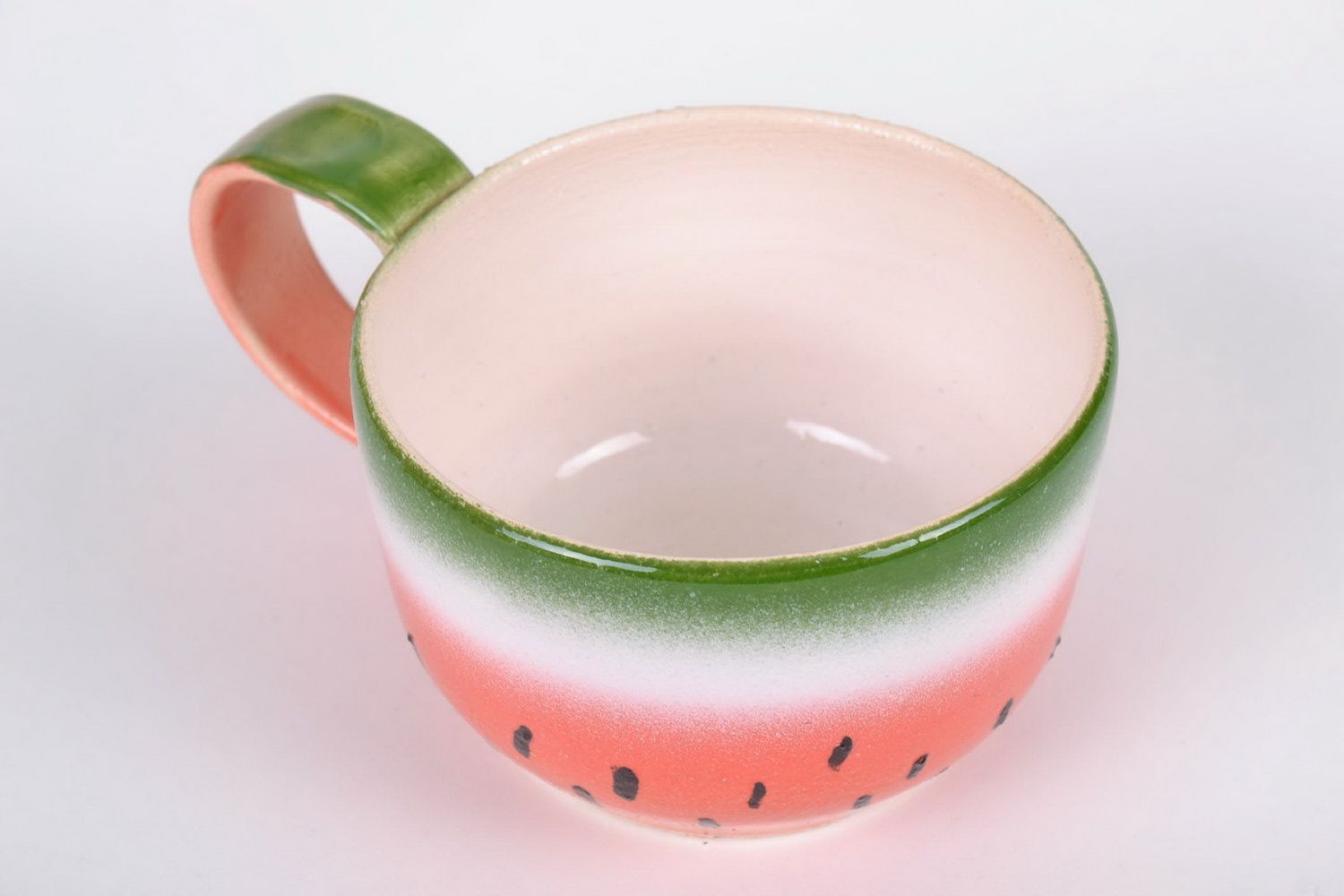 Porcelain 5 oz cup with handle and watermelon pattern photo 4