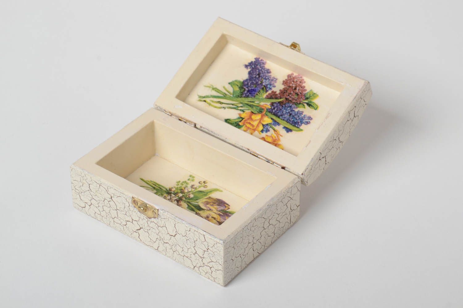 Cajita de madera artesanal rectangular joyero original regalo para chicas foto 3