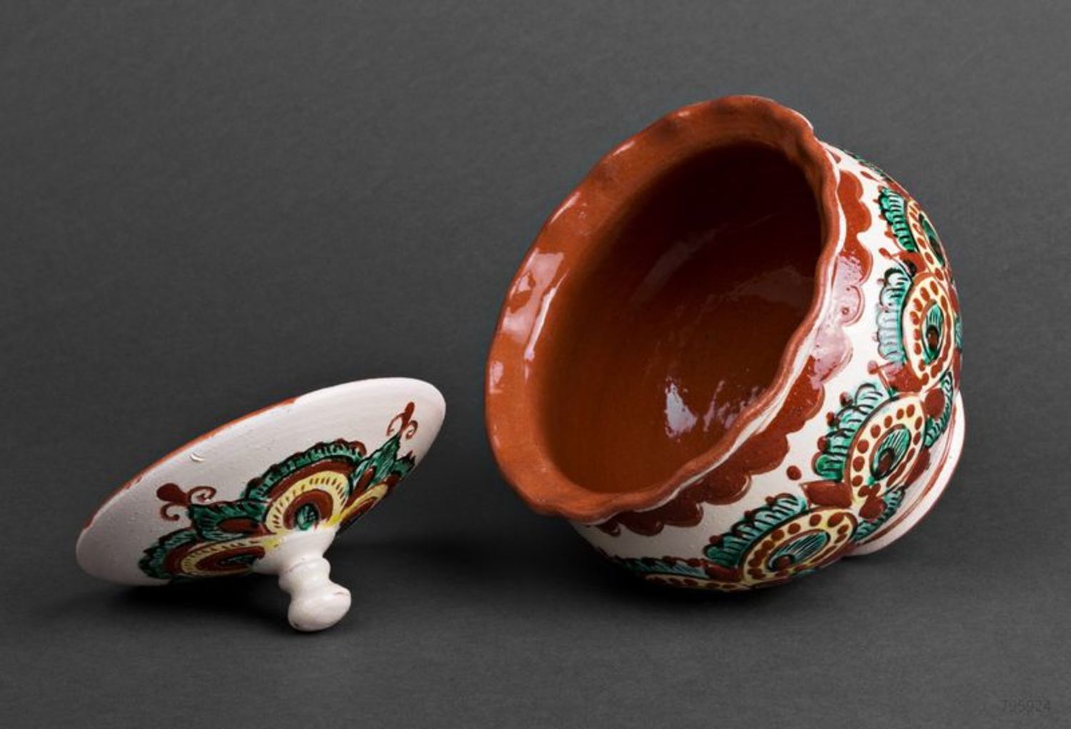 Ceramic sugar-bowl made in ethnic style photo 4