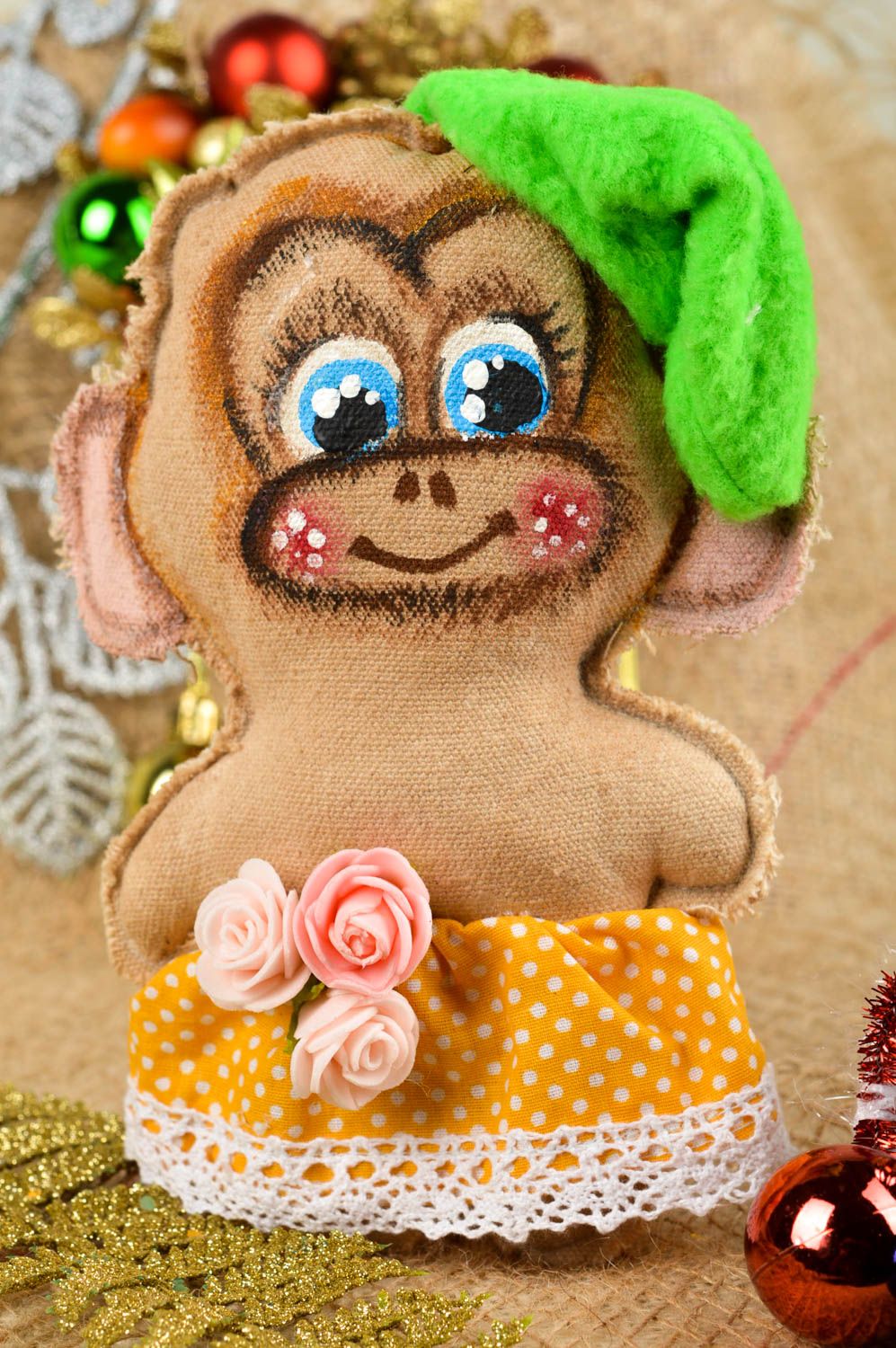 Игрушка ручной работы игрушка обезьянка девочка оригинальная игрушка из хлопка фото 1