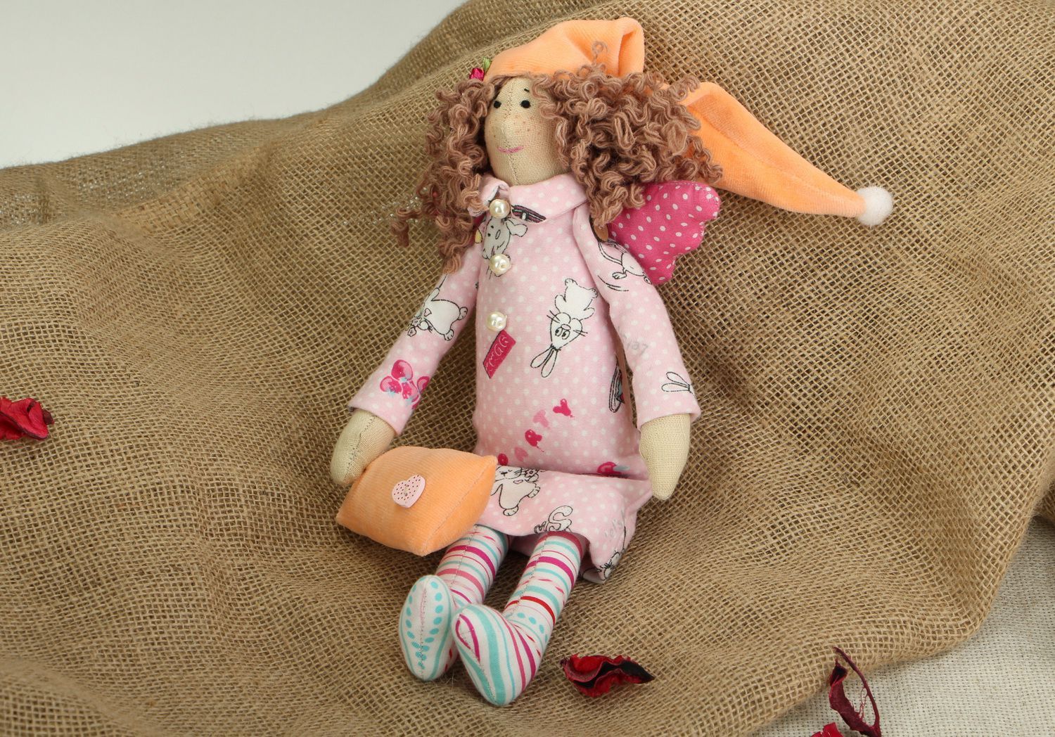 Fabric Tilda doll Sleepy angel photo 1