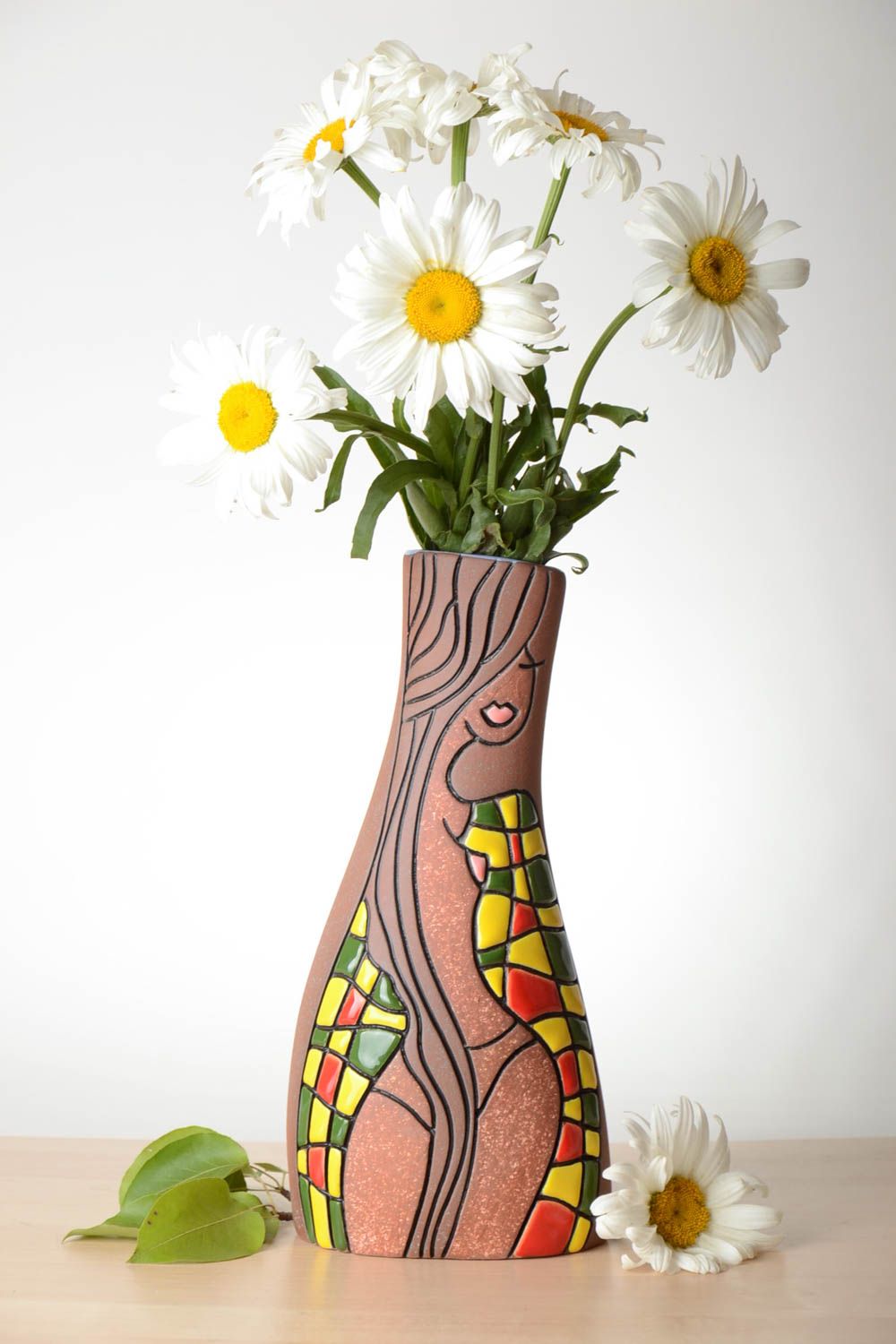 Vase argile fait main Déco maison de forme intéressante Cadeau original photo 1