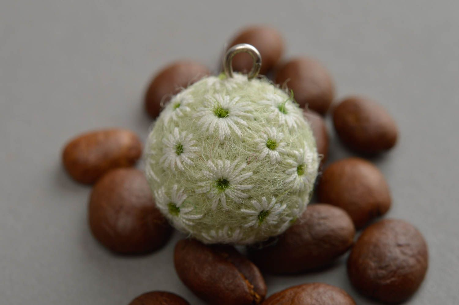 Unusual handmade felted wool ball pendant handcrafted jewelry gifts for her photo 1