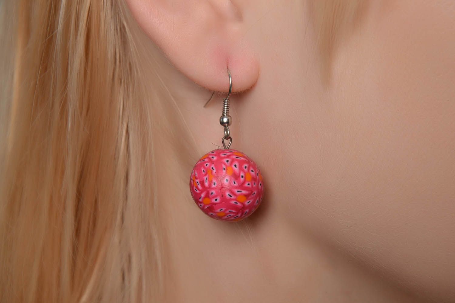 Round Pink Earrings photo 4