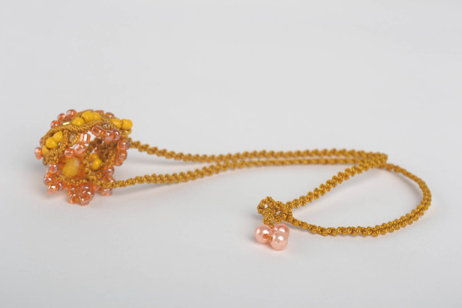 Handmade pendant unusual ring designer jewelry macrame accessory unusual gift photo 3
