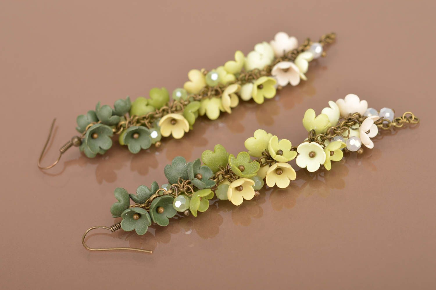 Beautiful handmade plastic flower earrings stylish long earrings gifts for her photo 4