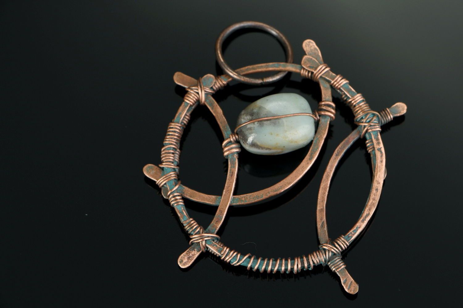 Copper pendant with agate photo 2