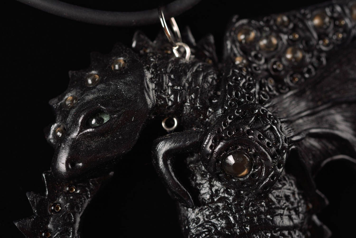 Handmade unique polymer clay necklace designer dragon pendant present accessory photo 3