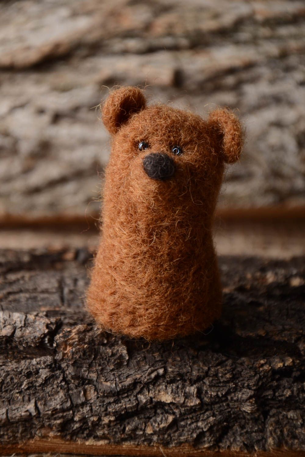 Handmade braunes Bär Kuscheltier Filz Spielzeug Geschenk für Kinder klein foto 1