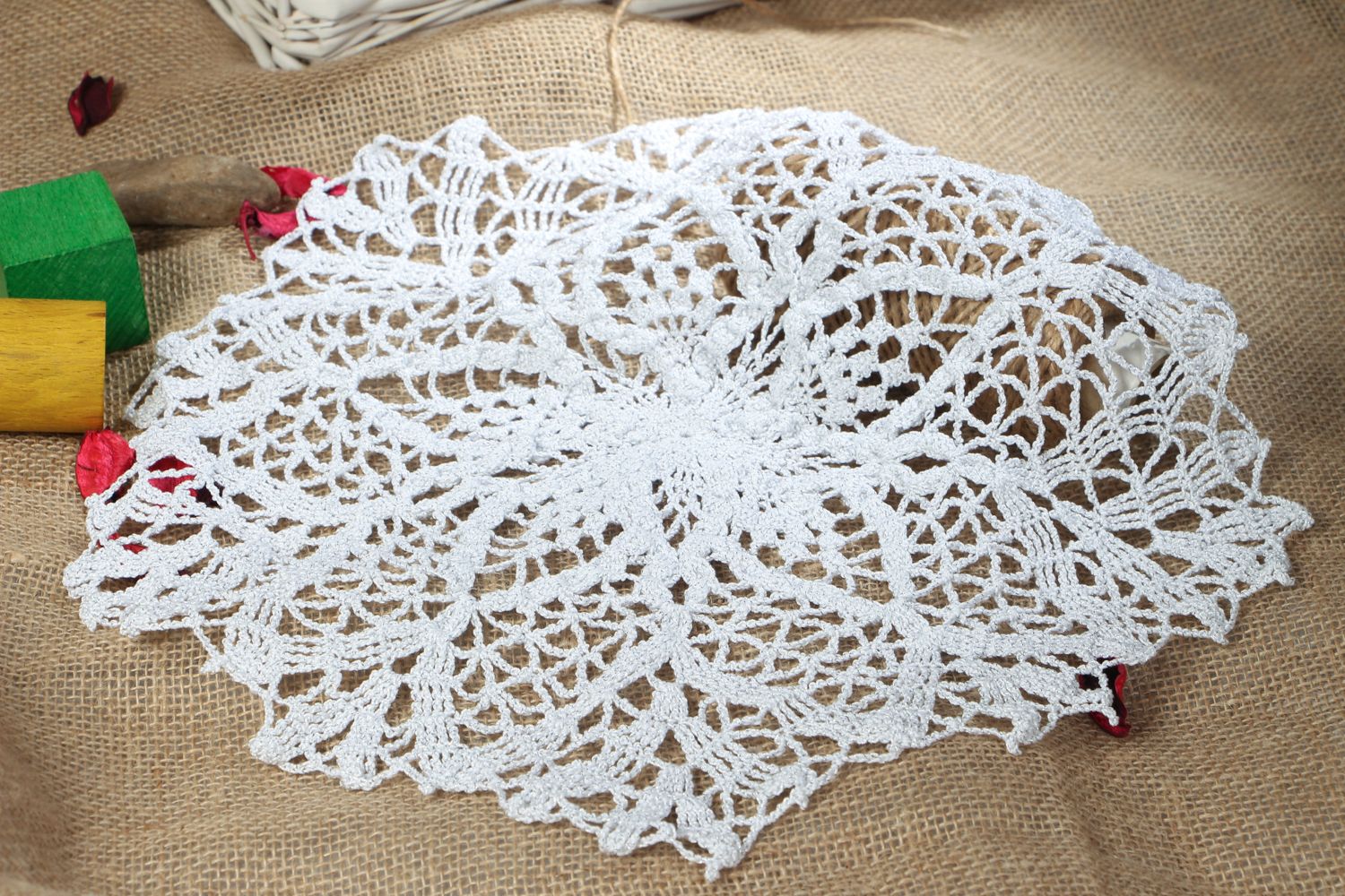Handmade lacy crochet napkin photo 5