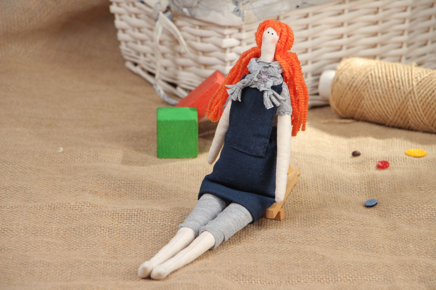 Fabric doll with red hair photo 4