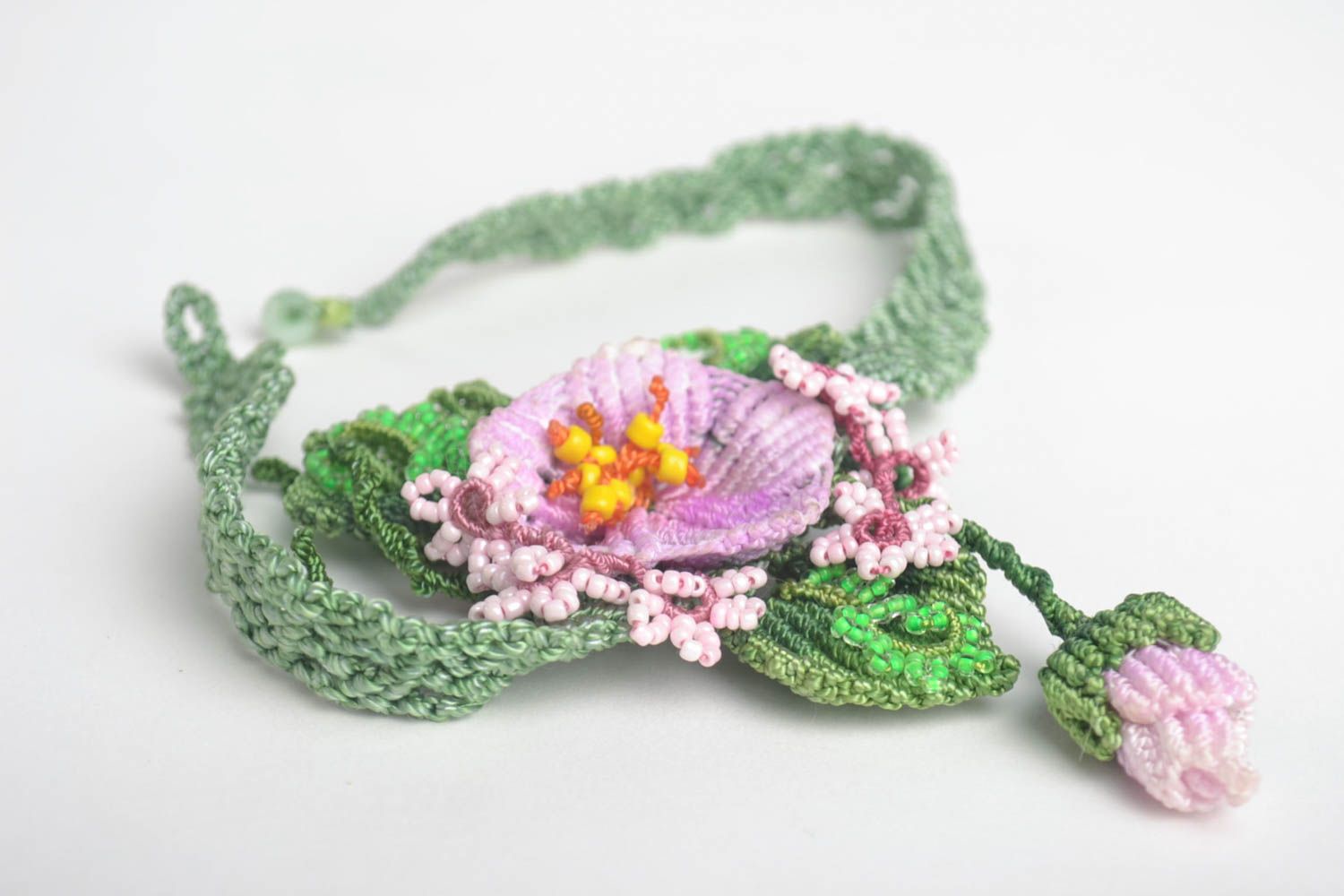 Flower jewelry handmade necklace macrame necklace fashion accessories gift ideas photo 4