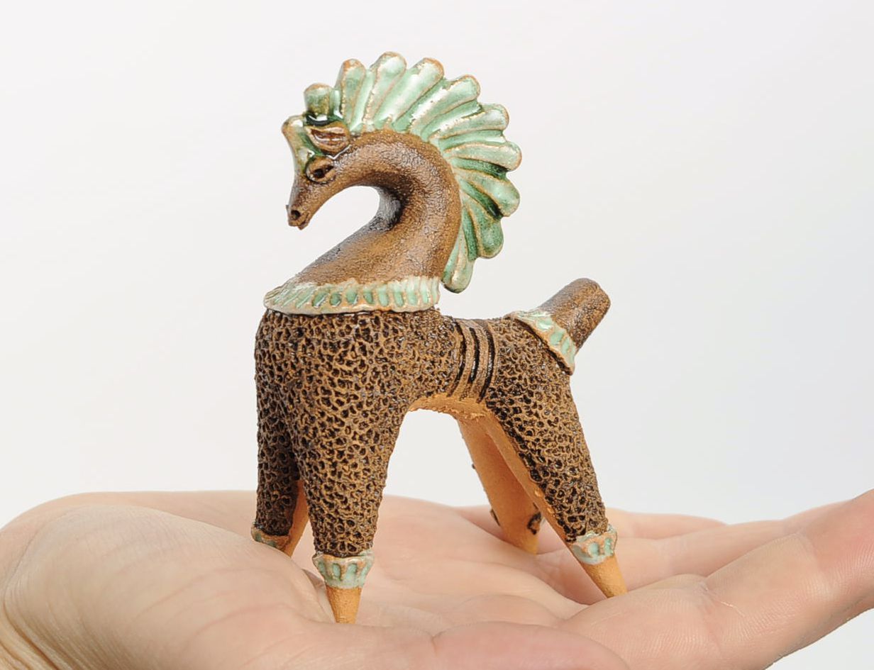 Clay penny whistle in the form of horse photo 1