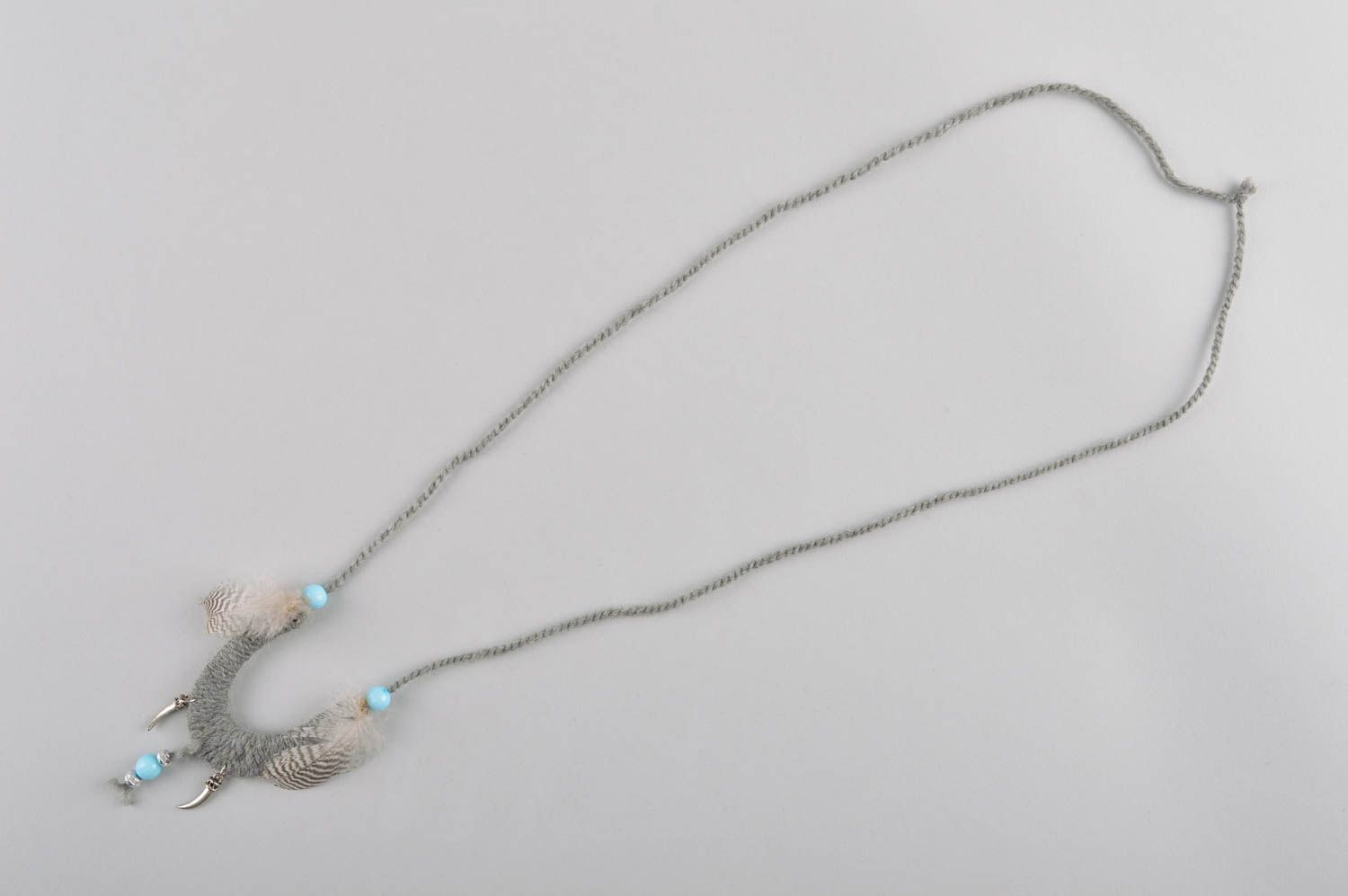 Handmade stylish pendant unusual pendant with feather cute neck accessory photo 3