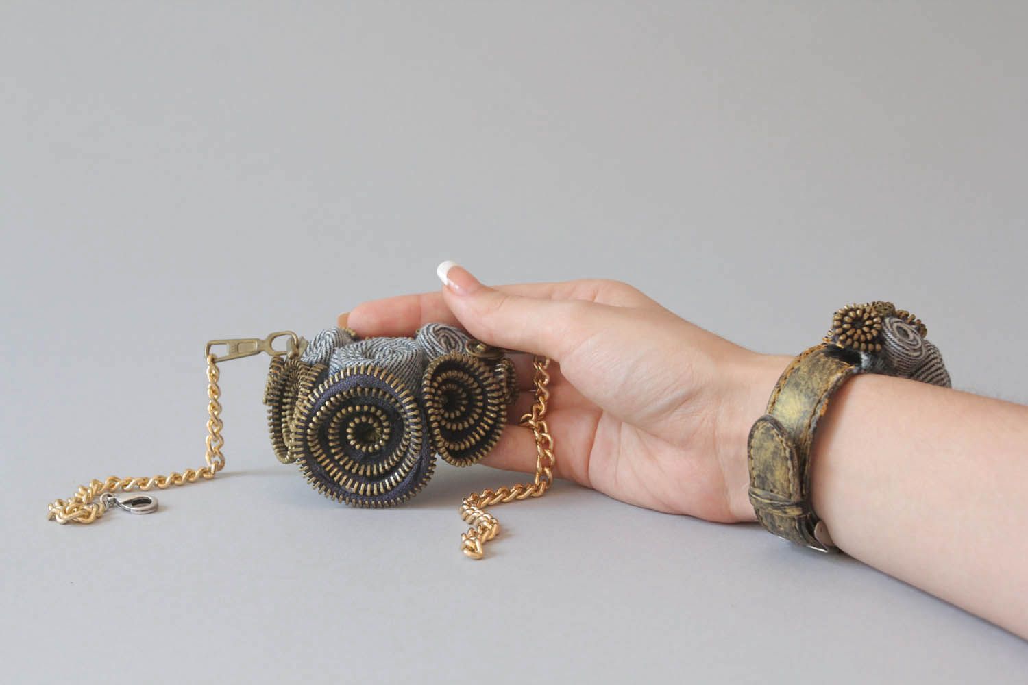 Conjunto de jóias artesanais de argila de polímero Espiral foto 5
