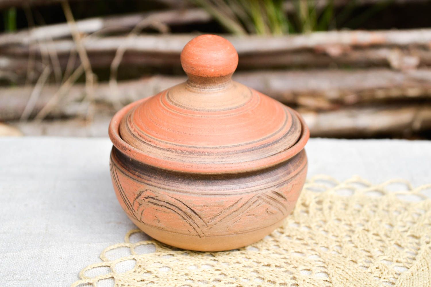 Salière originale faite main Pot à sel céramique marron Vaisselle artisanale photo 1
