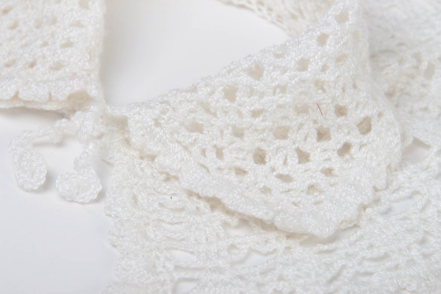 Col tricoté fait main Accessoires tricot blanc ajouré au crochet Cadeau femme photo 5