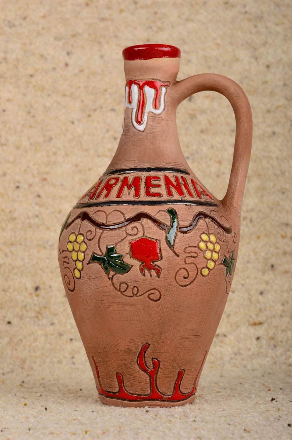 20 oz ceramic wine pitcher decanter with handle in Armenian style 0,8 lb photo 1