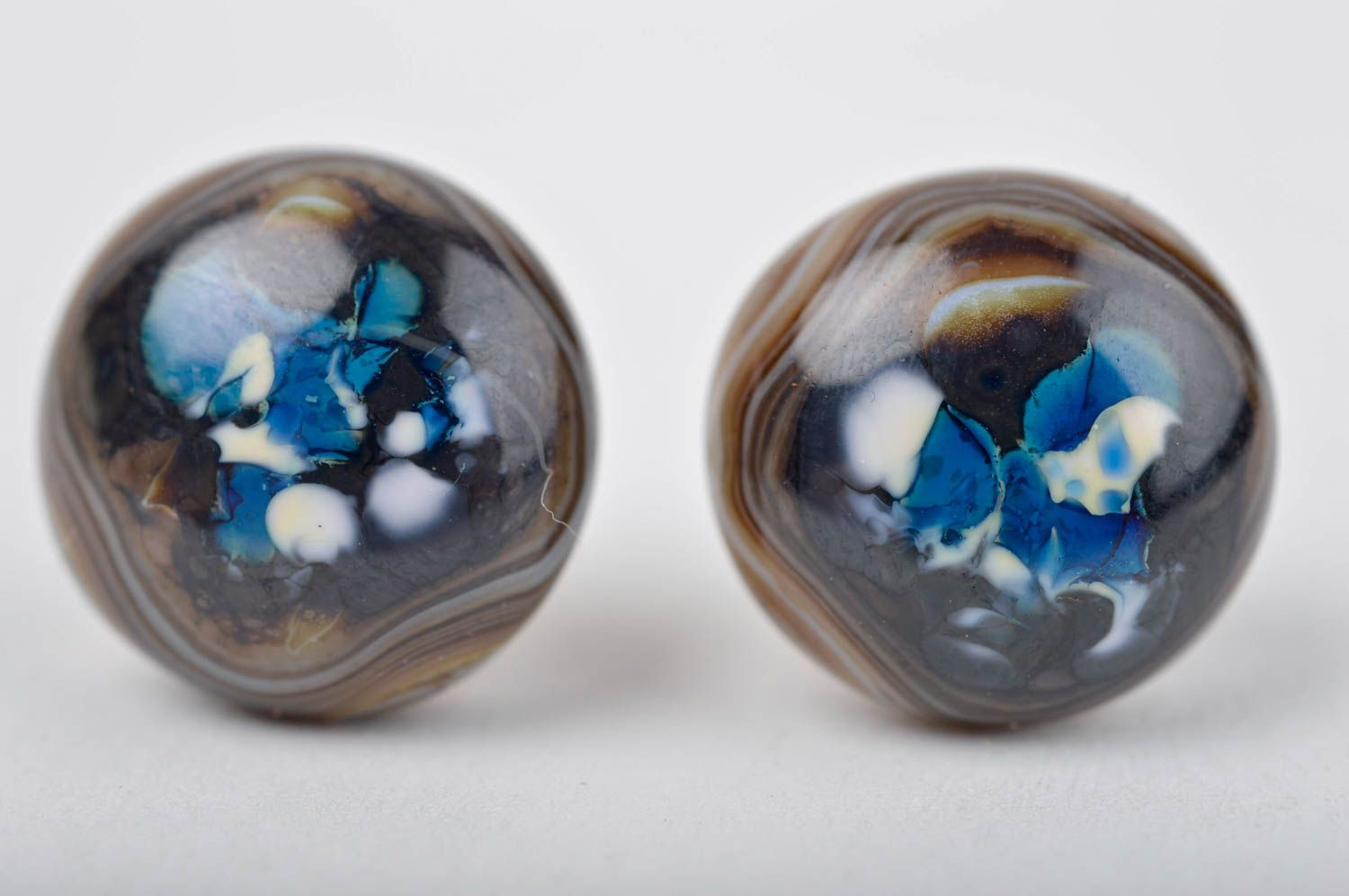 Handmade Ohrring Stecker Schmuck aus Glas Ohrringe Damen in Blau wunderschön foto 5