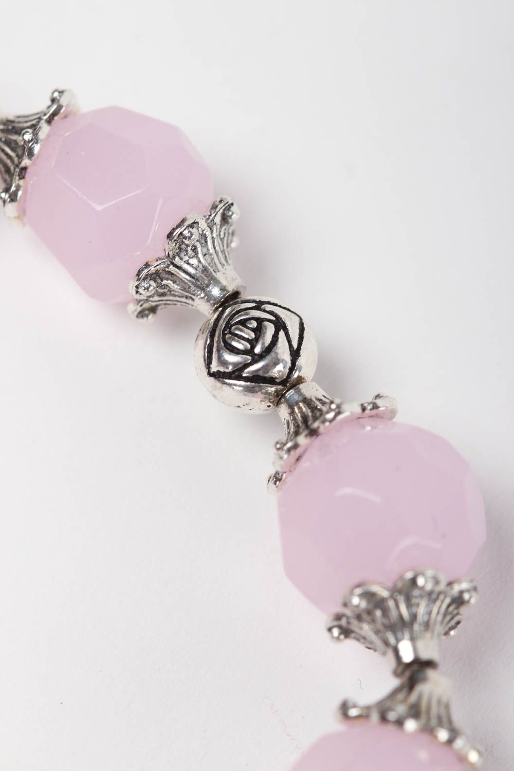 Handmade pink quartz stone bracelet fashion bracelet jewelry with natural stone photo 4