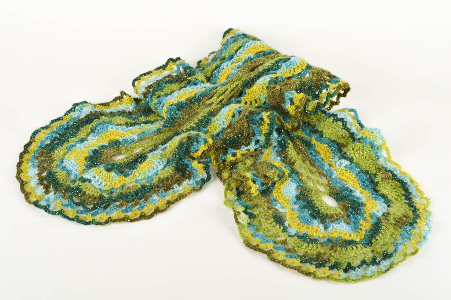 Handmade Damen Schal leichtes modisches Accessoire Schal aus Wolle schön grell foto 3