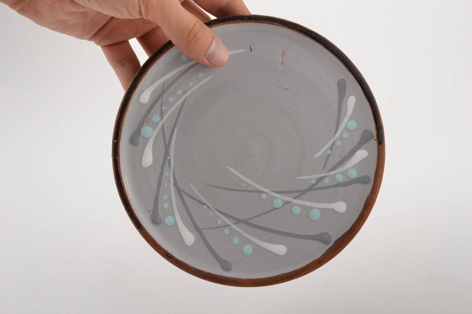 Plato de cerámica decorado hecho a mano utensilio de cocina vajilla moderna foto 4