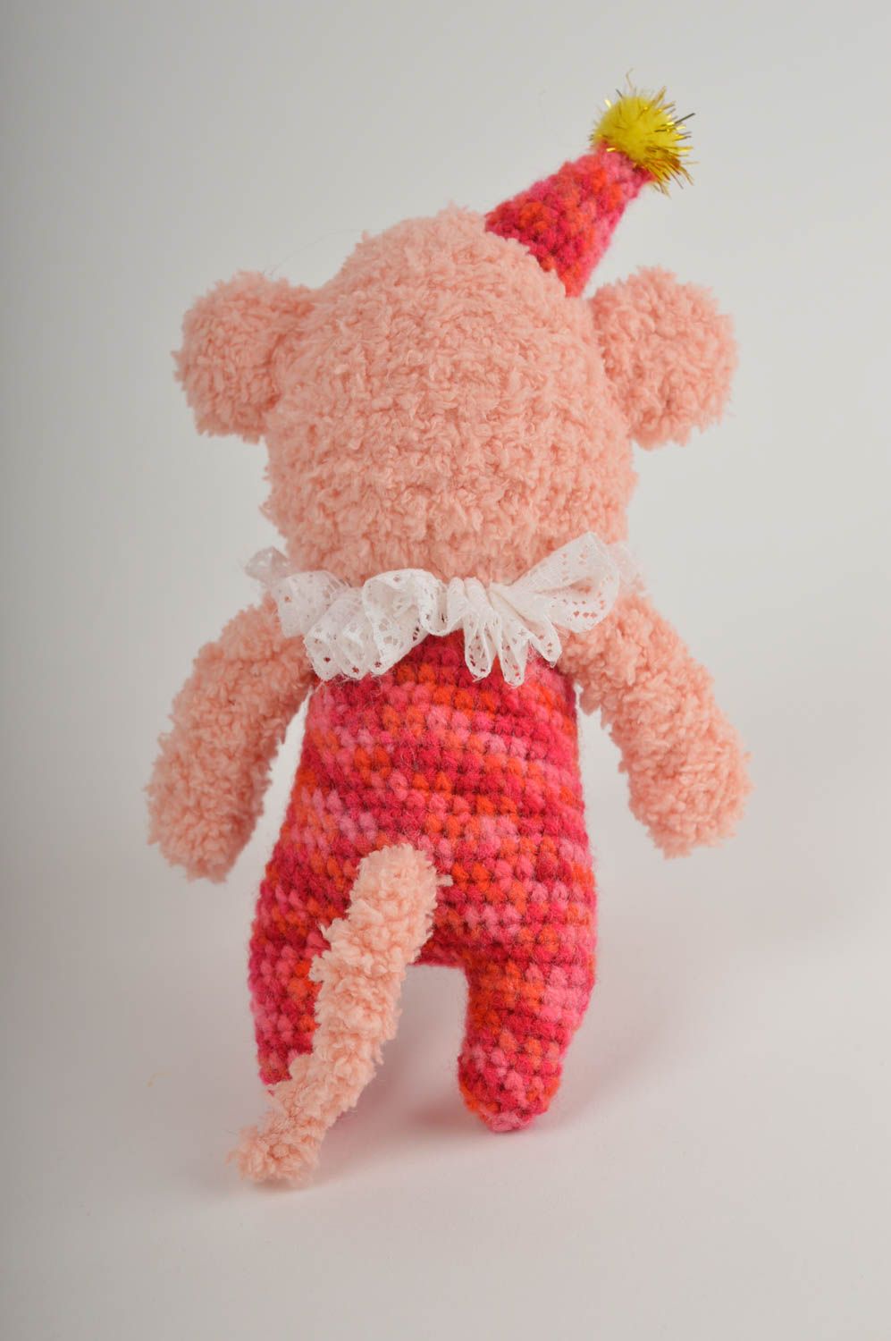 Jouet singe rose Peluche faite main en costume de fête Cadeau pour enfant photo 3