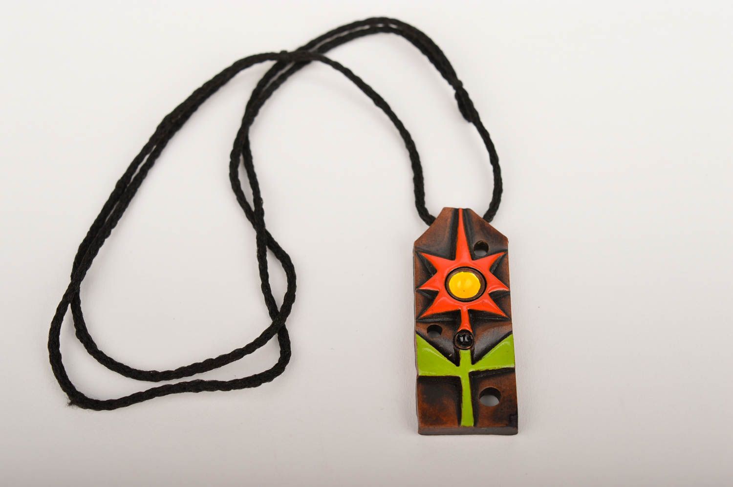 Handmade pendant unusual pendant clay jewelry ceramic accessory gift ideas photo 4