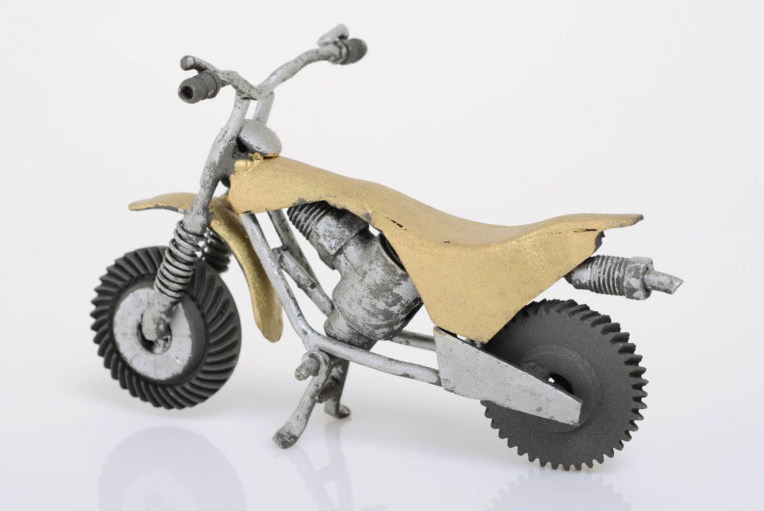 Handmade metal figurine motorcycle in techno art style beautiful designer decor photo 5