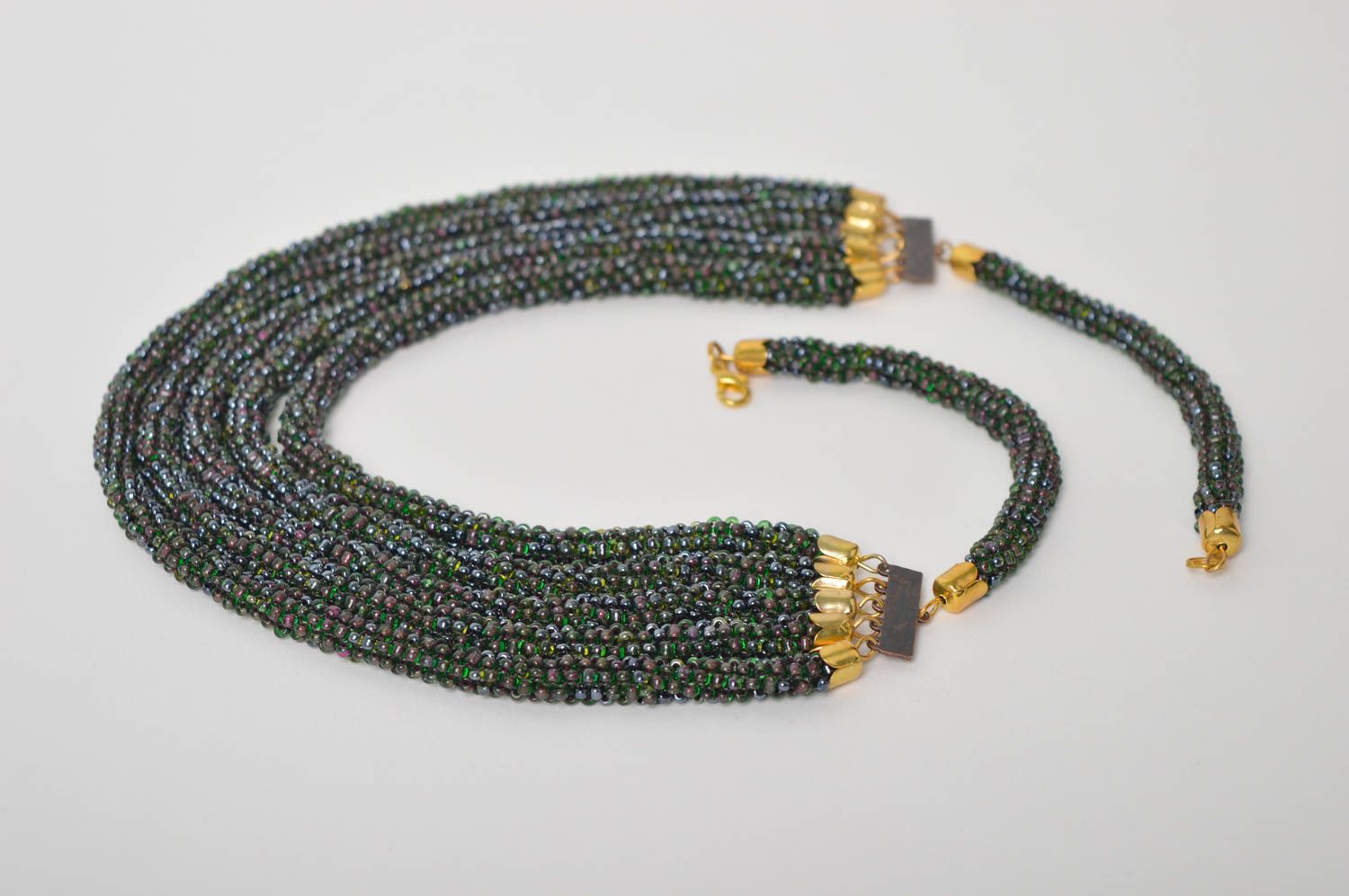 Handmade Halskette aus Glasperlen Designer Schmuck Frauen Accessoire schön foto 3