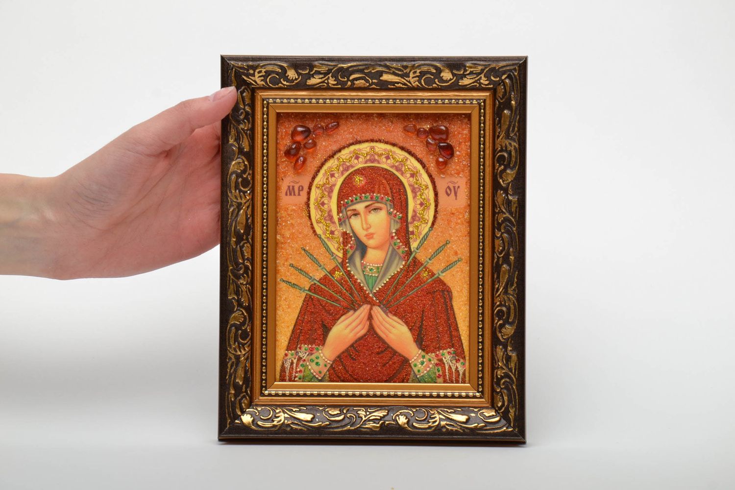 Reproduction of Orthodox icon of the Mother of God of Seven Arrows photo 6